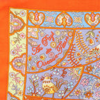 Pañuelo Hermès Carré Geant "LOCOMOTION" de cachemira y seda en beige