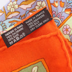 Pañuelo Hermès Carré Geant "LOCOMOTION" de cachemira y seda en beige