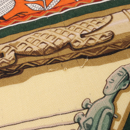Hermès Carré Géant "Au Son du Tam" Foulard en Cachemire et Soie en Orange