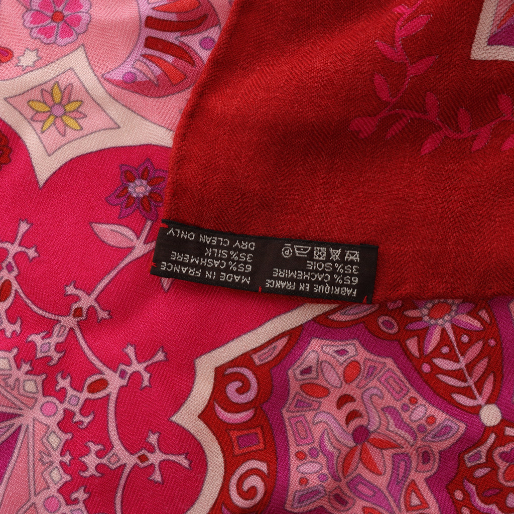 Hermès Bufanda Carré Géant "De La Mer Au Ciel" de cachemir y seda en rosa