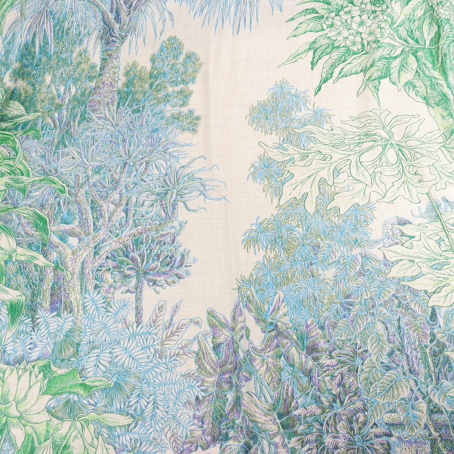 Hermès Carré Geant "BOTANICO DI PALERMO" Cashmere and Silk Scarf in Green