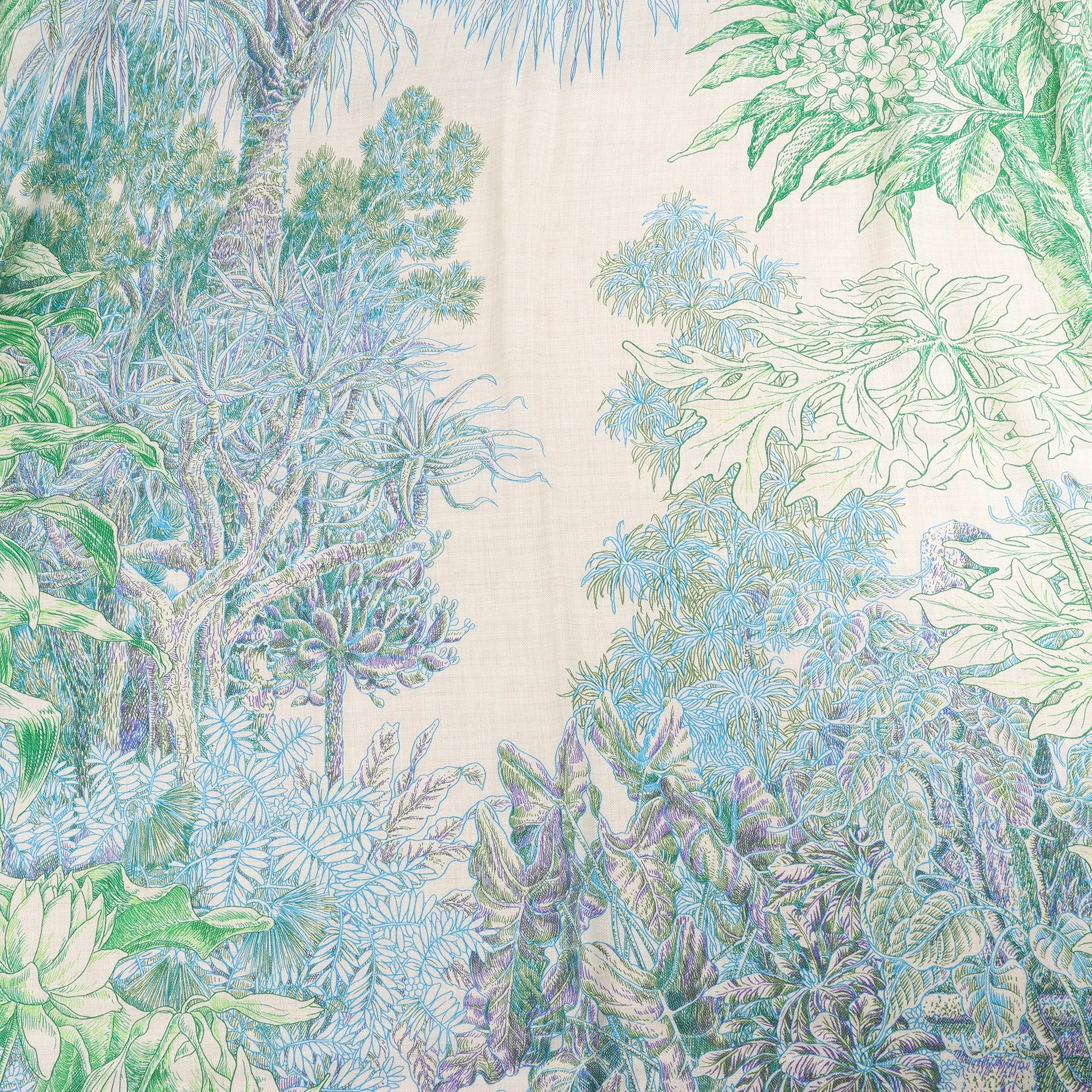 Hermès Carré Geant "BOTANICO DI PALERMO" Cashmere and Silk Scarf in Green