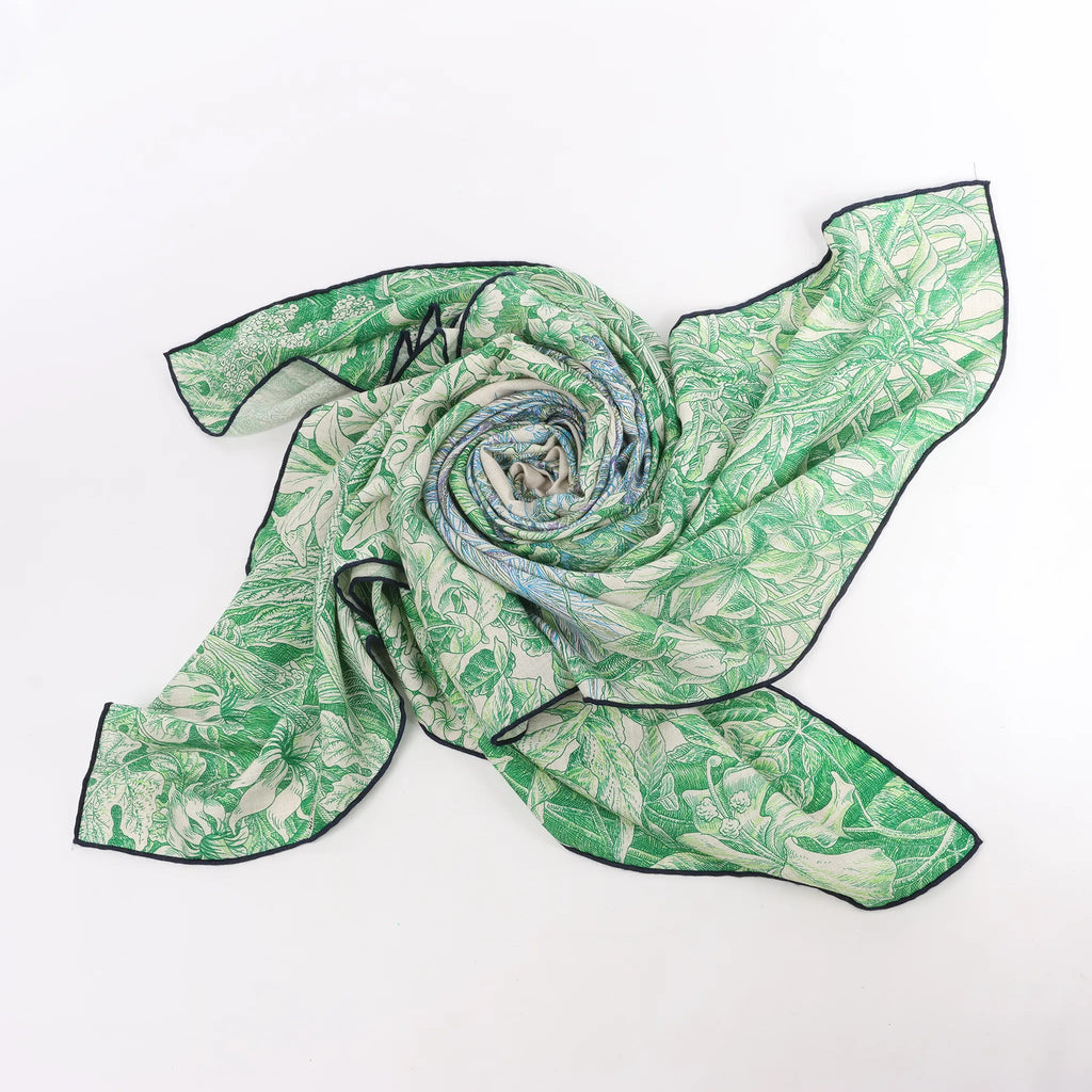 Hermès Carré Geant "BOTANICO DI PALERMO" Cashmere and Silk Scarf in Green