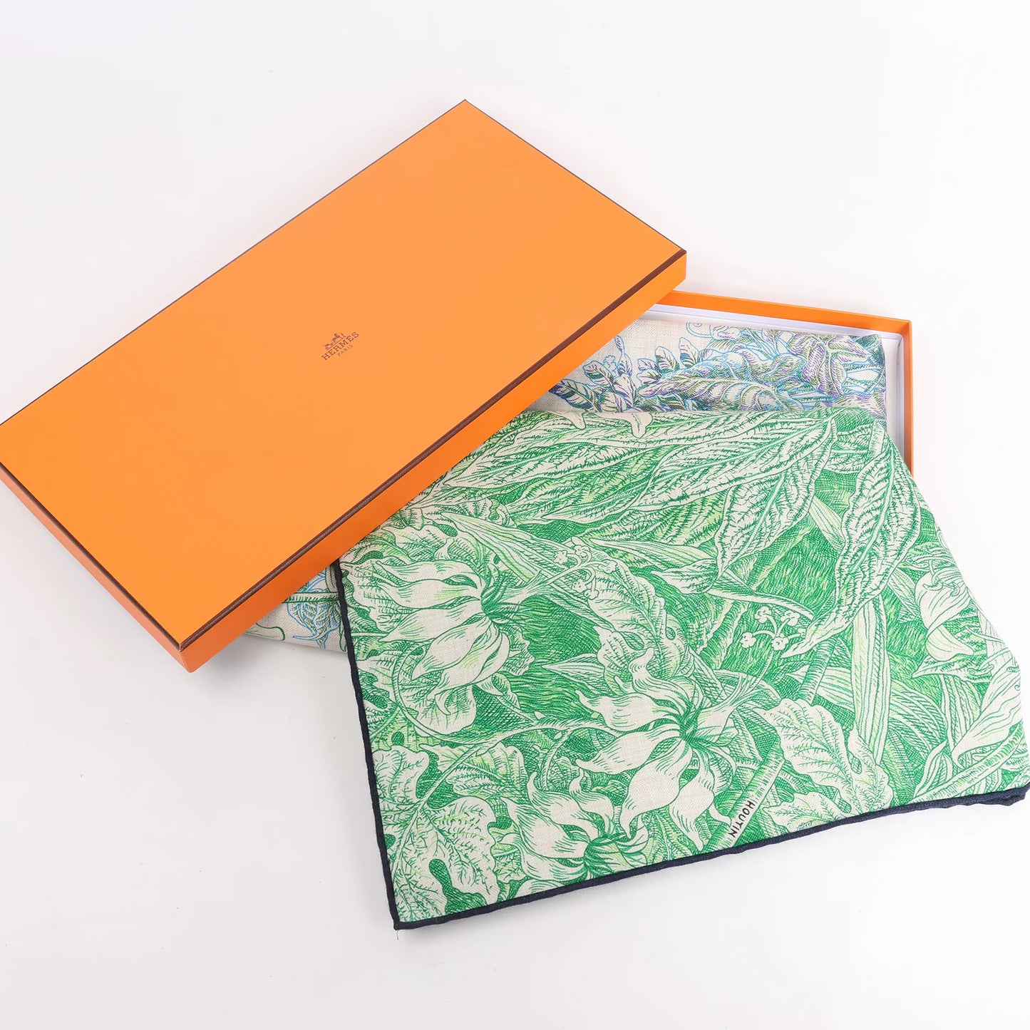 Hermès Carré Geant "BOTANICO DI PALERMO" Cashmere and Silk Scarf in Green