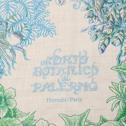 Hermès Carré Geant "BOTANICO DI PALERMO" Cashmere and Silk Scarf in Green
