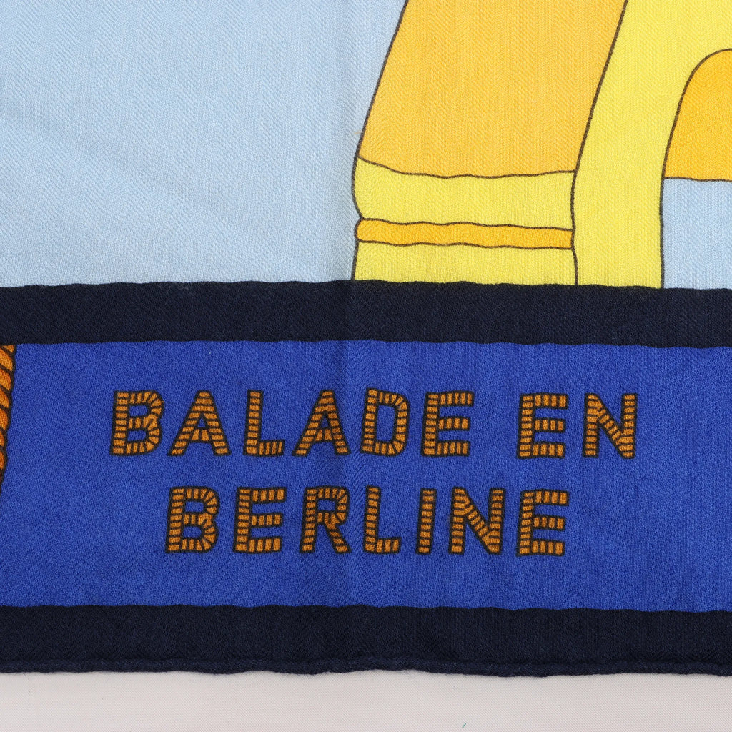 Hermès Carré 140 "Balade en Berline" Cashmere x Silk handkerchief in Blue