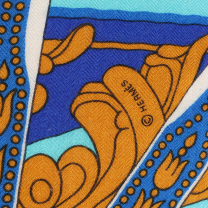 Hermès Carré 140 "Balade en Berline" Cashmere x Silk handkerchief in Blue