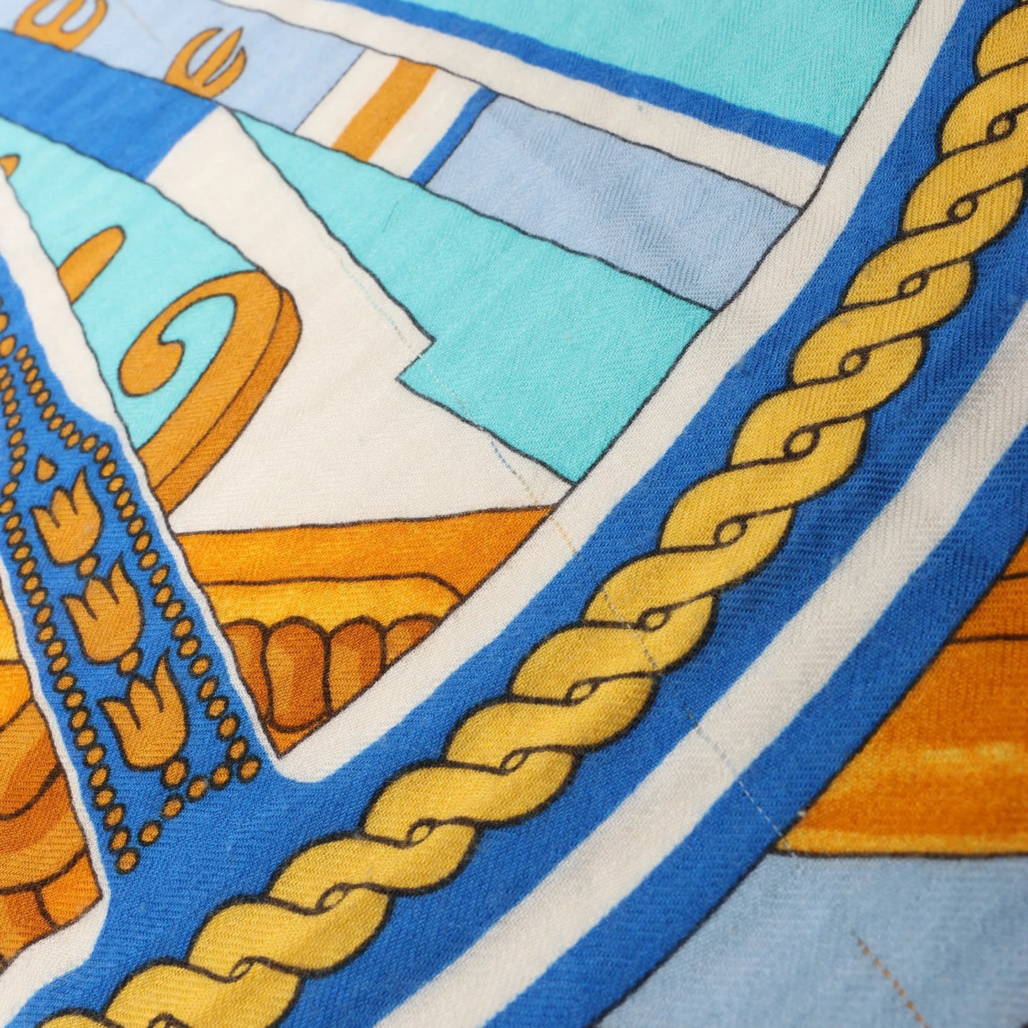 Hermès Carré 140 "Balade en Berline" Cashmere x Silk handkerchief in Blue