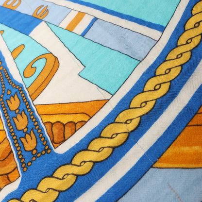 Hermès Carré 140 "Balade en Berline" Cashmere x Silk handkerchief in Blue