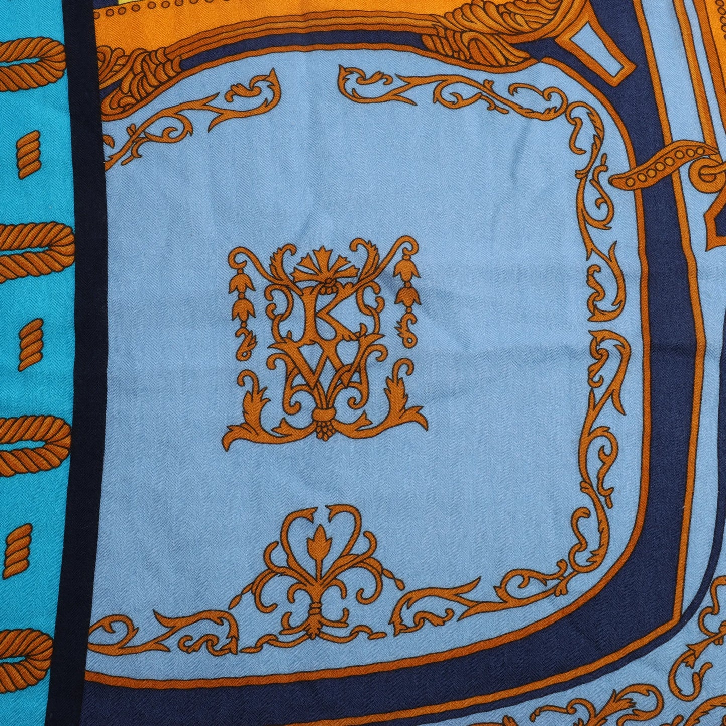 Hermès Carré 140 "Balade en Berline" Cashmere x Silk handkerchief in Blue