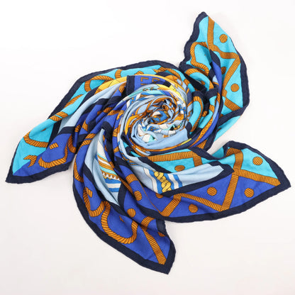 Hermès Carré 140 "Balade en Berline" Cashmere x Silk handkerchief in Blue