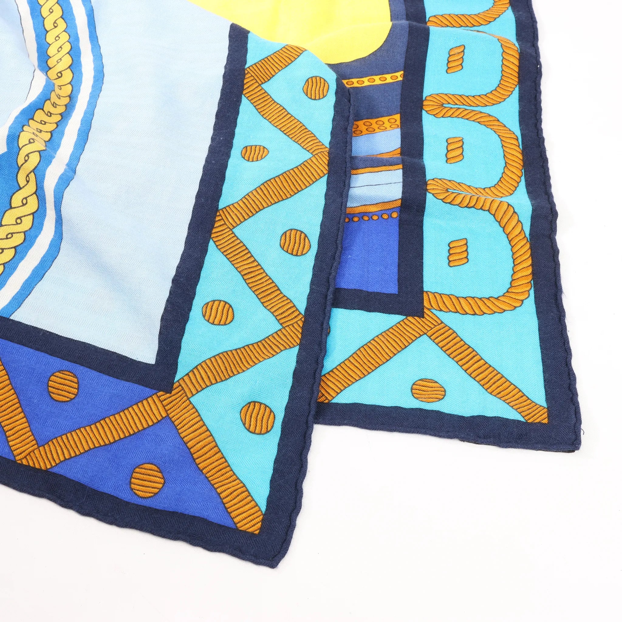 Hermès Carré 140 "Balade en Berline" Cashmere x Silk handkerchief in Blue