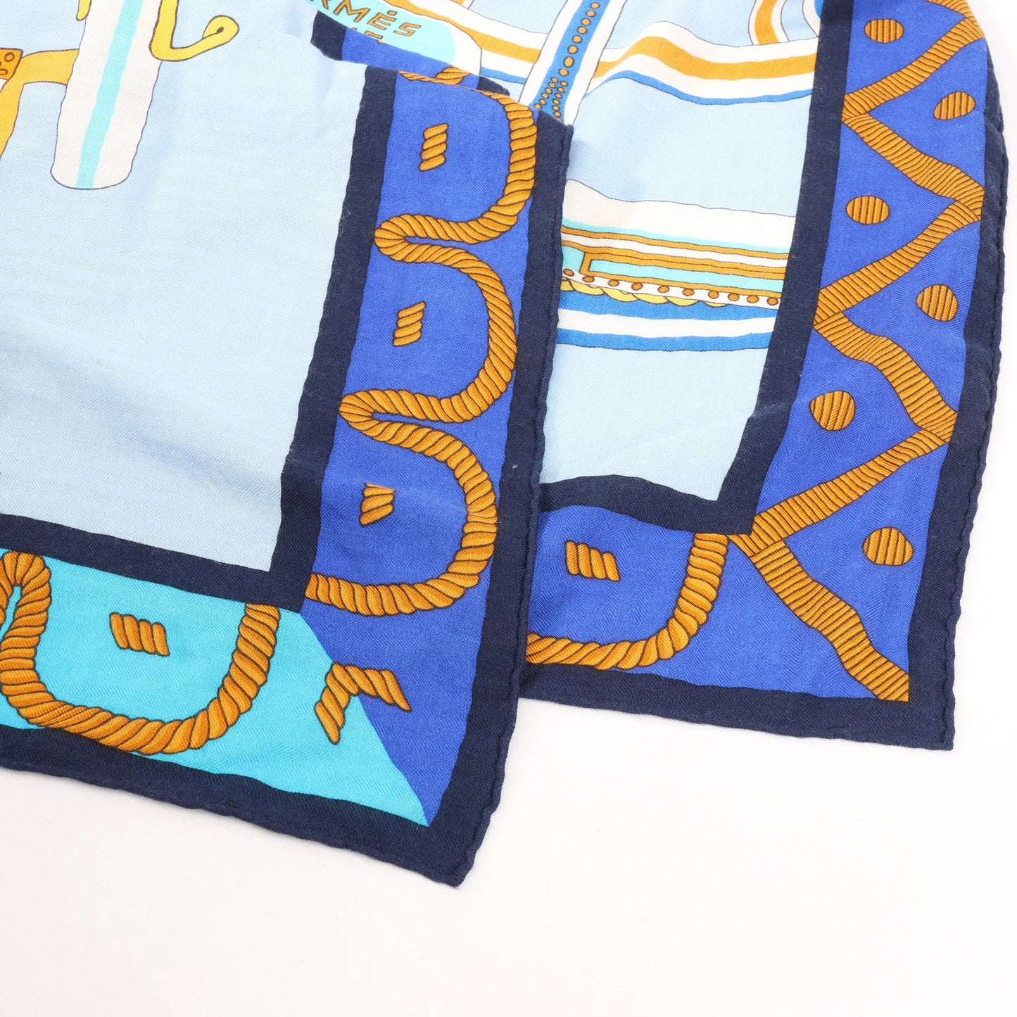 Hermès Carré 140 "Balade en Berline" Cashmere x Silk handkerchief in Blue