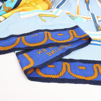 Hermès Carré 140 "Balade en Berline" Cashmere x Silk handkerchief in Blue