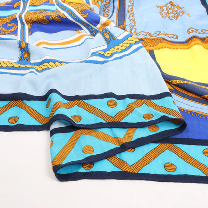 Hermès Carré 140 "Balade en Berline" Cashmere x Silk handkerchief in Blue