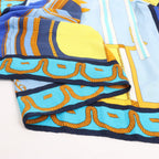 Hermès Carré 140 "Balade en Berline" Cashmere x Silk handkerchief in Blue