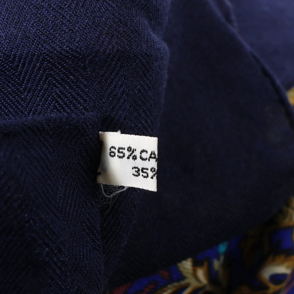 Hermès Carré Géant "CHASSE EN INDE" Cashmere & Silk Scarf in in Navy Blue