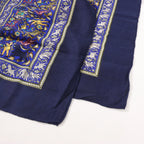 Hermès Carré Géant "CHASSE EN INDE" Cashmere & Silk Scarf in in Navy Blue