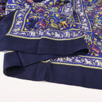 Hermès Carré Géant "CHASSE EN INDE" Cashmere & Silk Scarf in in Navy Blue