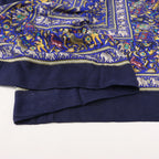 Hermès Carré Géant "CHASSE EN INDE" Cashmere & Silk Scarf in in Navy Blue