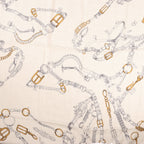 Hermès Carré Géant "Malines Chevaux Déchène" Cashmere & Silk handkerchief in Beige x Navy Blue