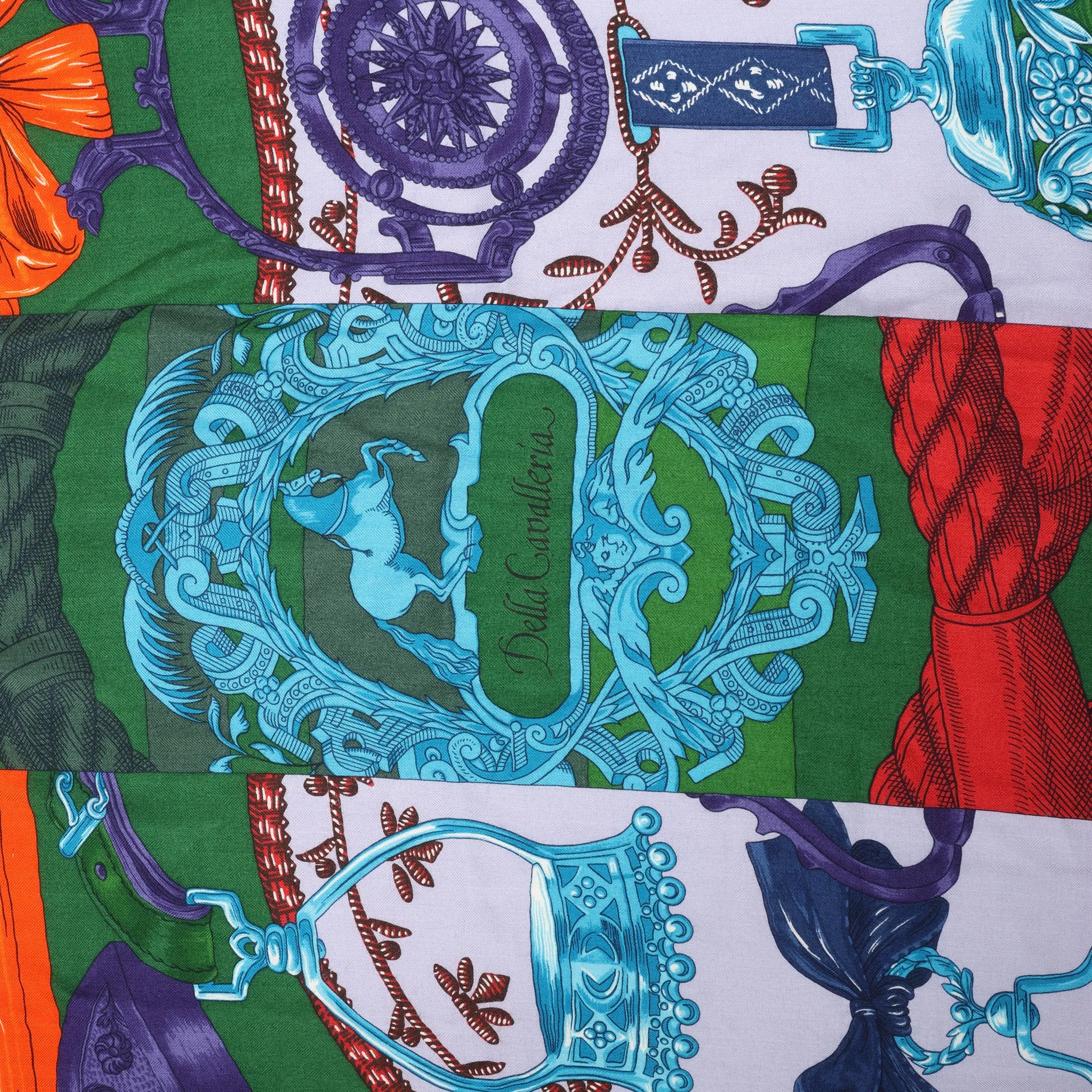 Hermès Carré Géant "ETRIERS" Cashmere & Silk Scarf in Navy Blue