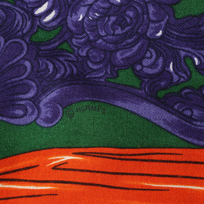 Hermès Carré Géant Schal „ETRIERS“ aus Kaschmir und Seide in Marineblau