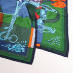 Hermès Carré Géant "ETRIERS" Cashmere & Silk Scarf in Navy Blue