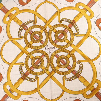 Hermès Carré Géant "Eperon d'or Golden" Cashmere & Silk handkerchief in Blue x Beige