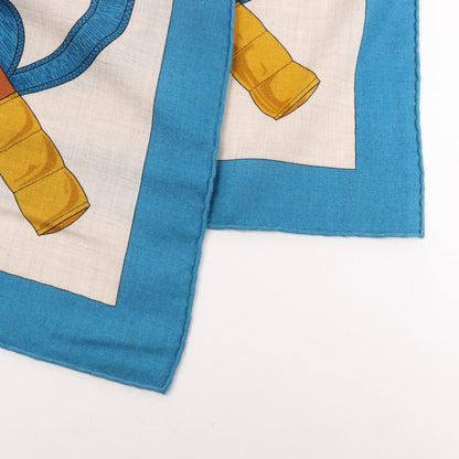 Hermès Carré Géant "Eperon d'or Golden" Cashmere & Silk handkerchief in Blue x Beige