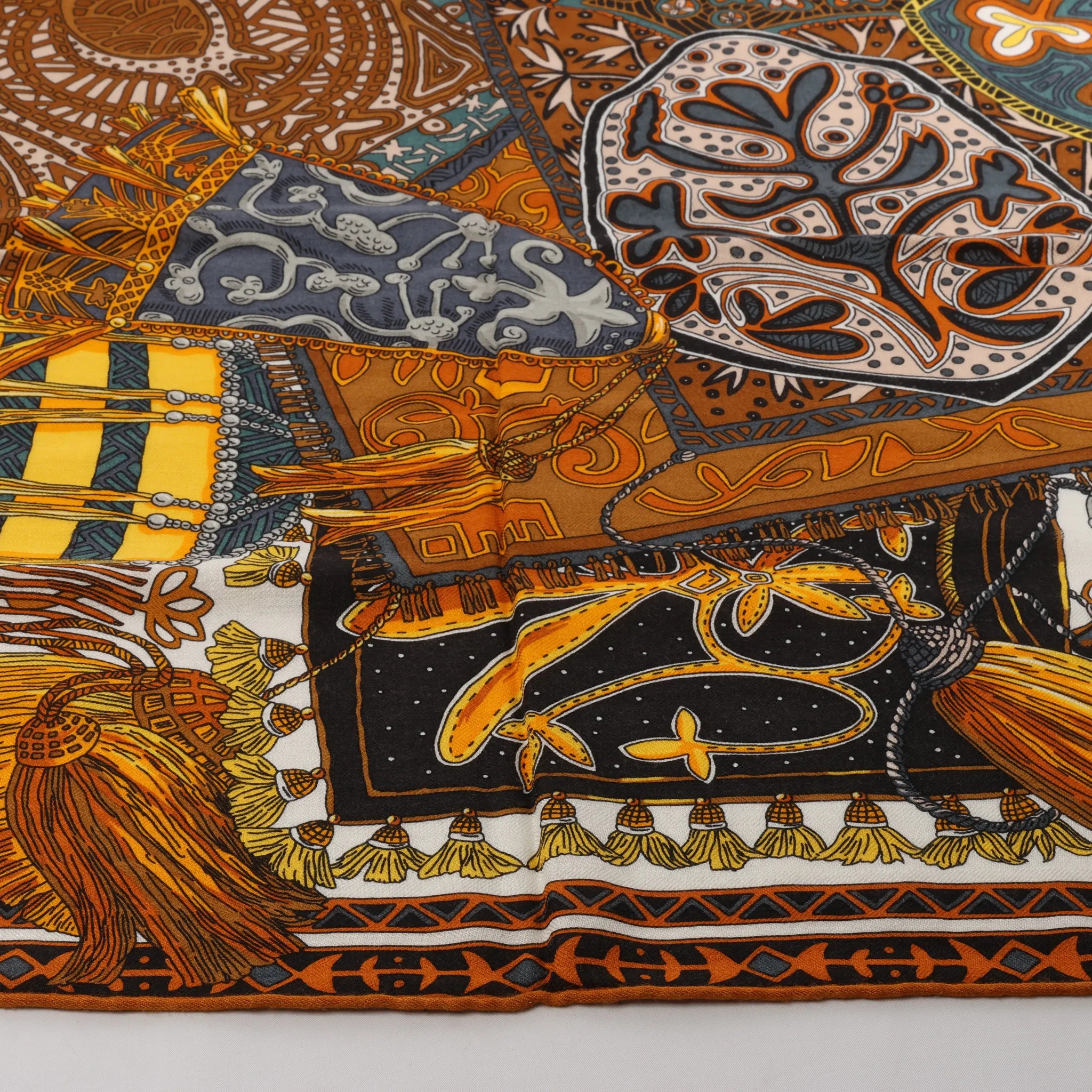 Hermès Carré Geant "CAVALIERS DU CAUCAS" Cashemere & Silk Scarf in Brown