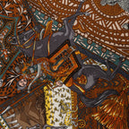 Hermès Carré Geant "CAVALIERS DU CAUCAS" Cashemere & Silk Scarf in Brown