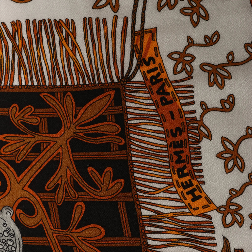 Hermès Carré Geant "CAVALIERS DU CAUCAS" Cashemere & Silk Scarf in Brown