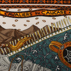 Hermès Carré Geant "CAVALIERS DU CAUCAS" Cashemere & Silk Scarf in Brown