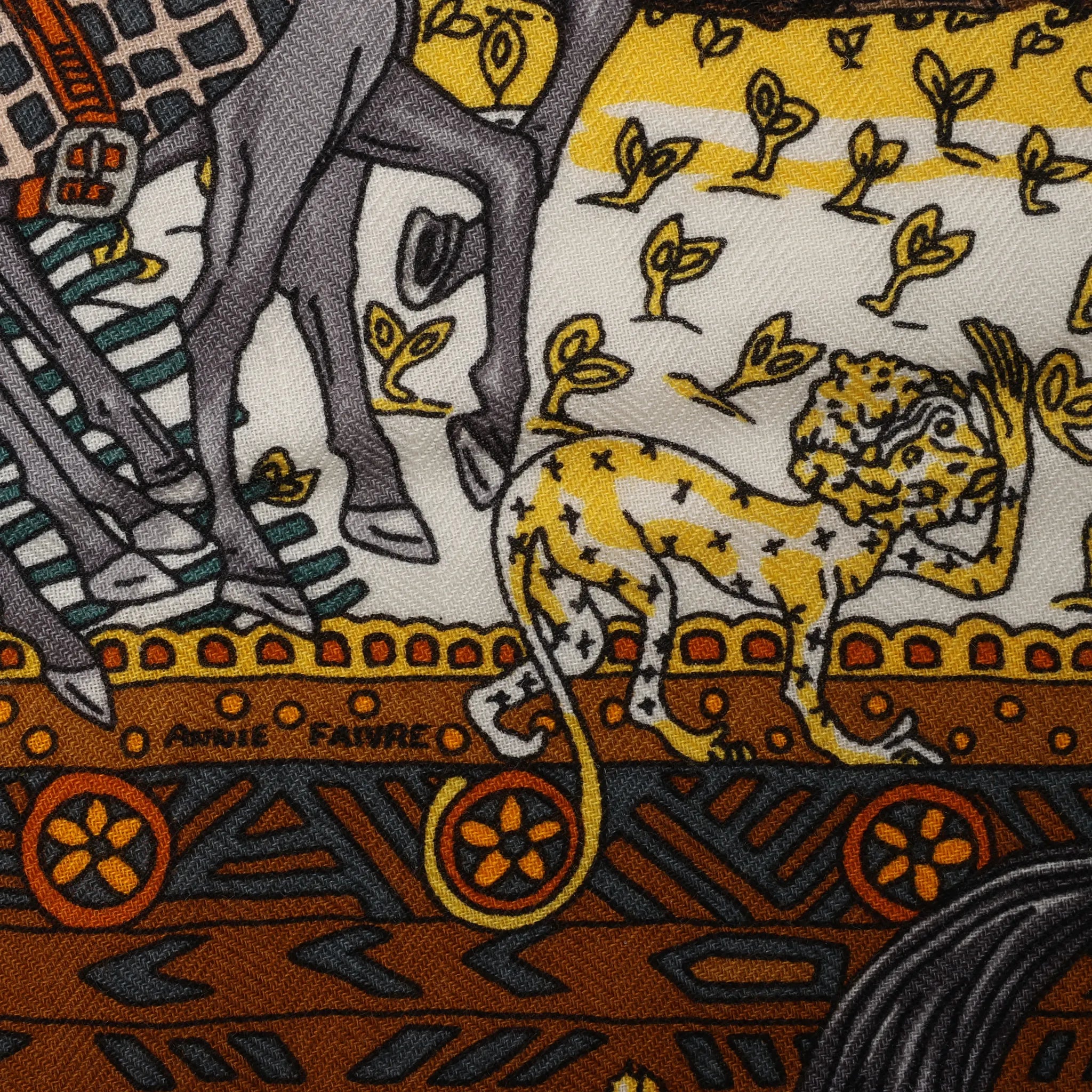 Hermès Carré Geant "CAVALIERS DU CAUCAS" Cashemere & Silk Scarf in Brown