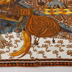 Hermès Carré Geant "CAVALIERS DU CAUCAS" Cashemere & Silk Scarf in Brown