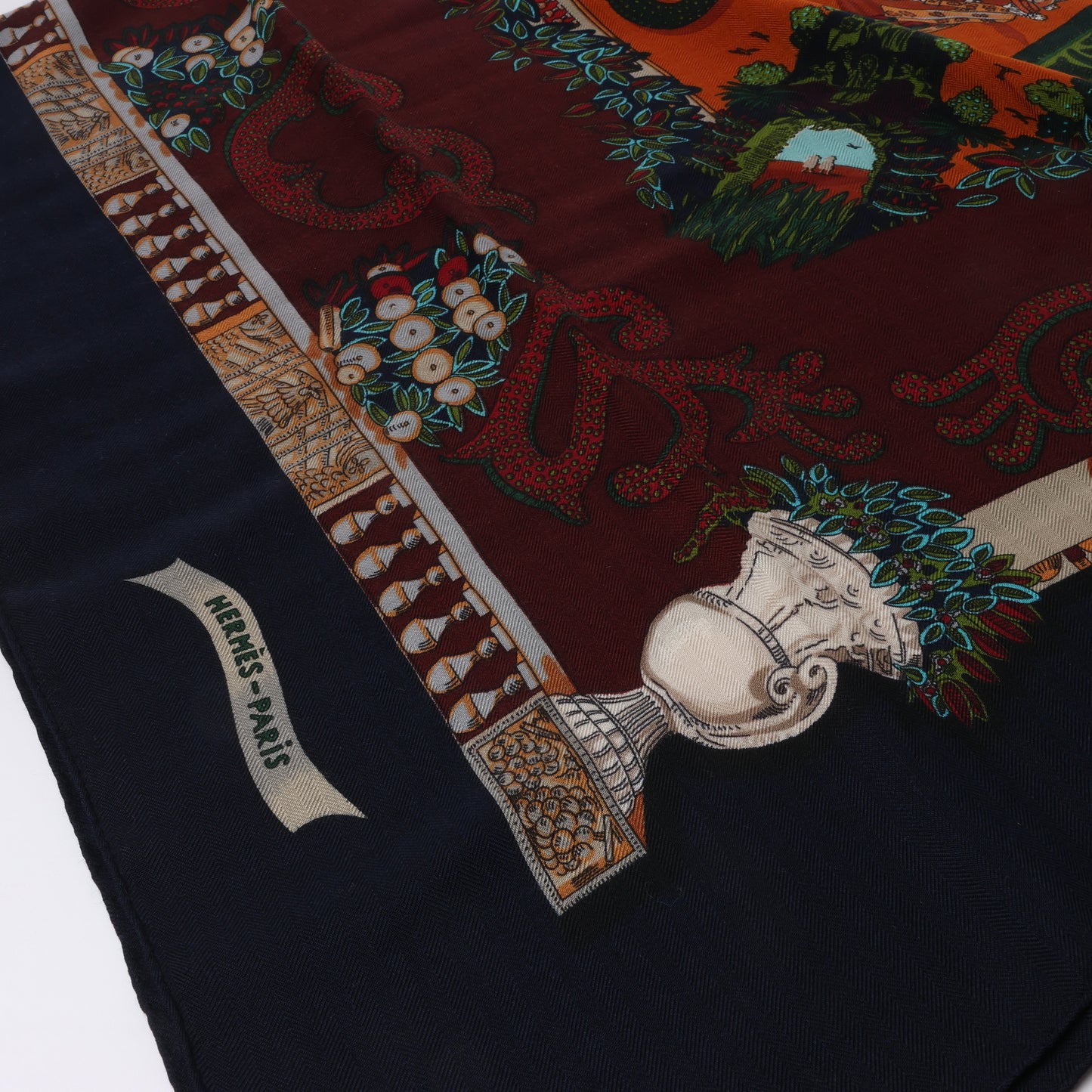 Hermès Carré Geant "LE PARADIS DU ROY" Cashmere & Silk Scarf in Black