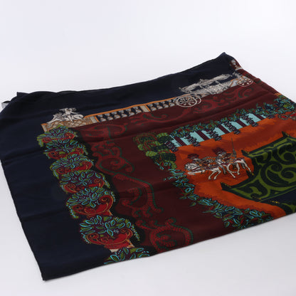 Hermès Carré Geant "LE PARADIS DU ROY" Cashmere & Silk Scarf in Black