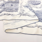 Hermès Carré Géant "LES CABANES" Cashmere & Silk Scarf in in Beige x Navy