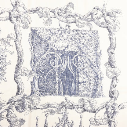 Hermès Carré Géant "LES CABANES" Cashmere & Silk Scarf in in Beige x Navy