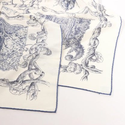 Hermès Carré Géant "LES CABANES" Cashmere & Silk Scarf in in Beige x Navy