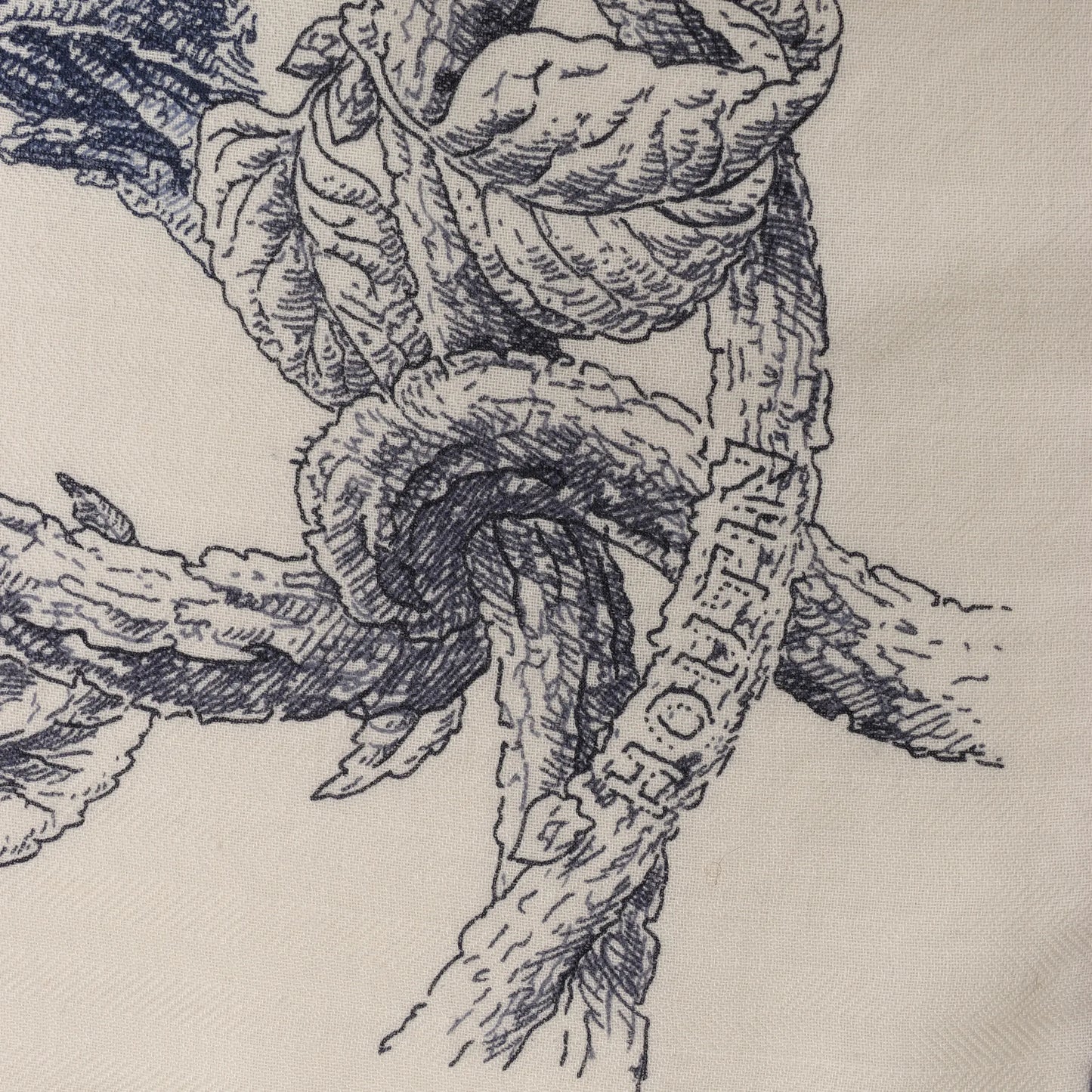 Hermès Carré Géant "LES CABANES" Cashmere & Silk Scarf in in Beige x Navy