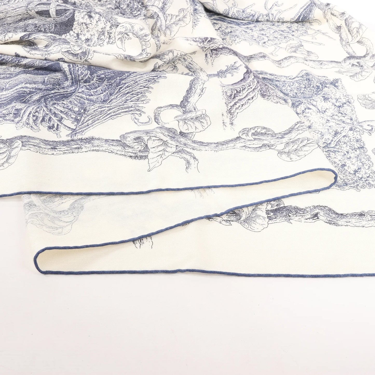 Hermès Carré Géant "LES CABANES" Cashmere & Silk Scarf in in Beige x Navy