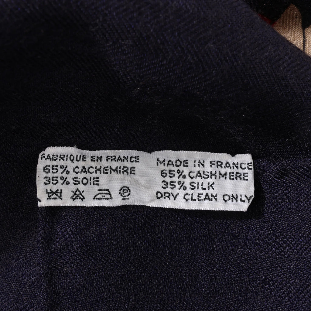 Hermès Carré Géant "L'INSTRUCTION DUROY" Cashmere & Silk Scarf in in Navy Blue x Red
