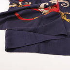 Hermès Carré Géant "L'INSTRUCTION DUROY" Cashmere & Silk Scarf in in Navy Blue x Red