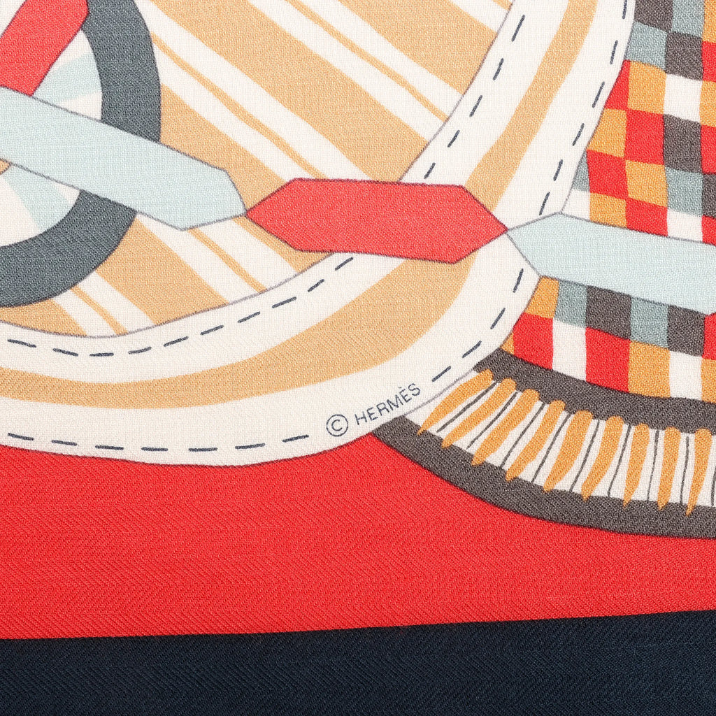 Hermès Carré Geant "La Selle Imaginaire" Cashemere & Silk Scarf in Red
