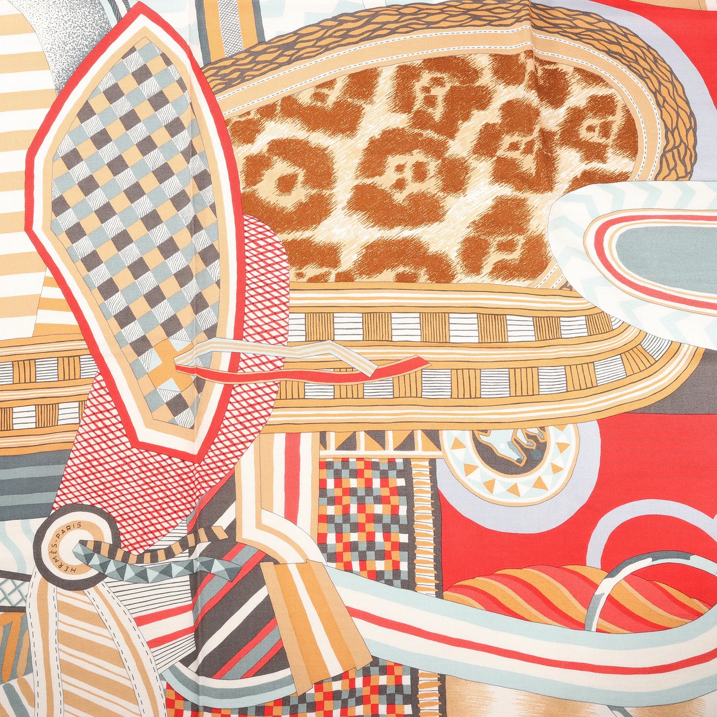 Hermès Carré Geant "La Selle Imaginaire" Cashemere & Silk Scarf in Red