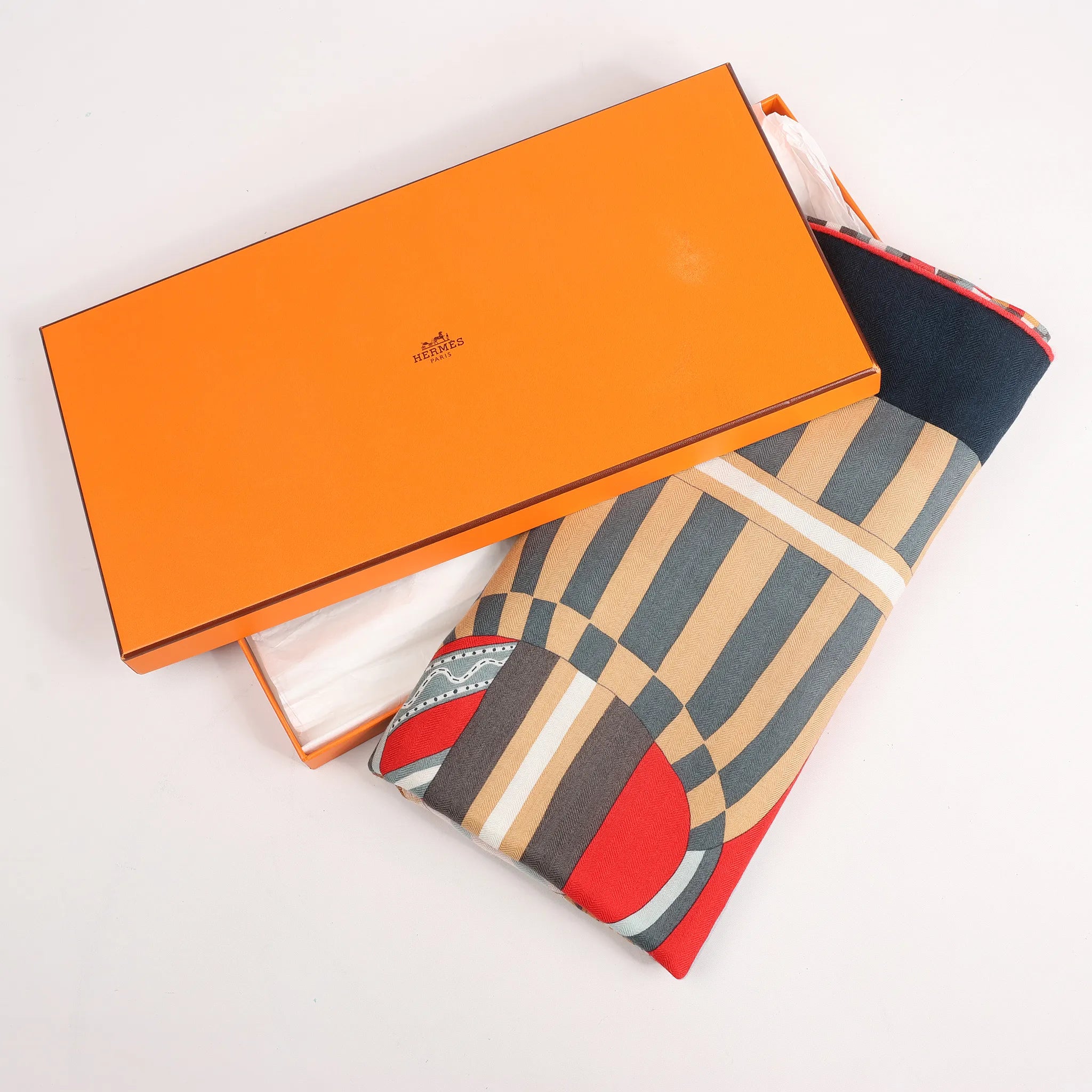 Hermès Carré Geant "La Selle Imaginaire" Cashemere & Silk Scarf in Red