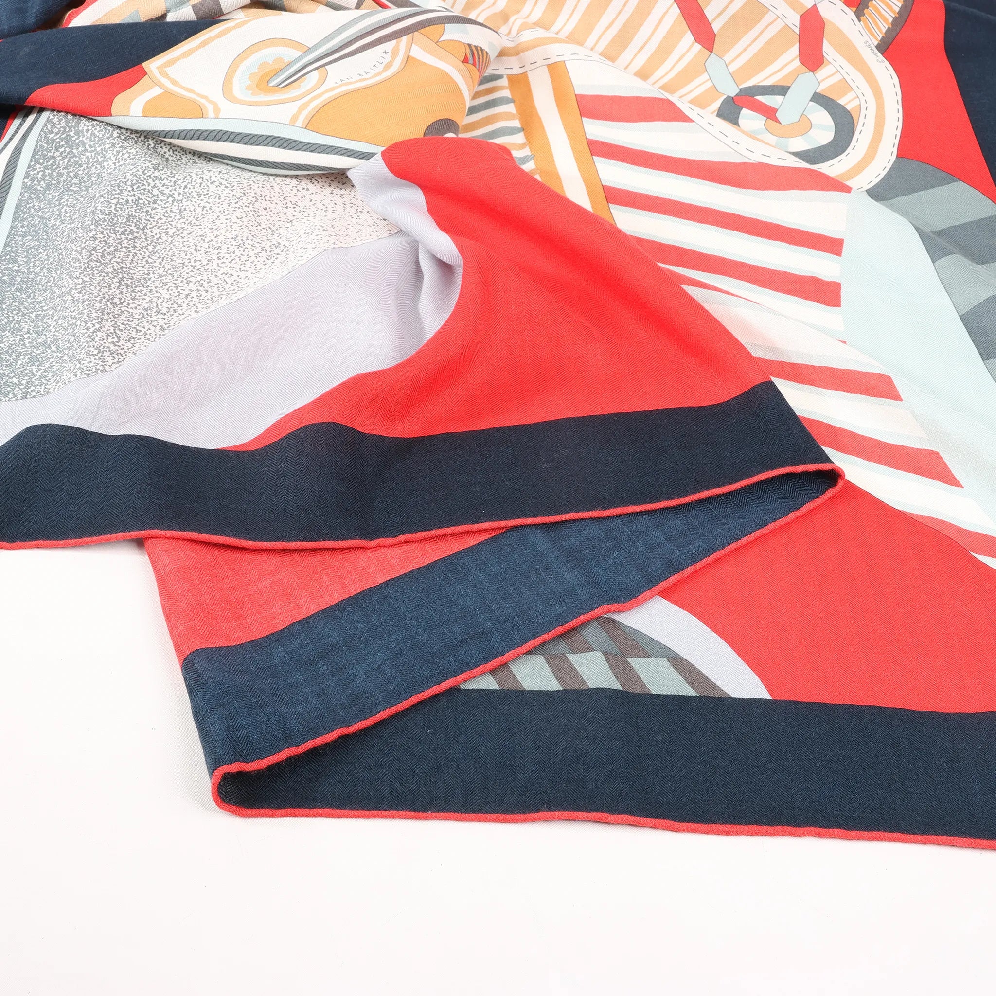 Hermès Carré Geant "La Selle Imaginaire" Cashemere & Silk Scarf in Red