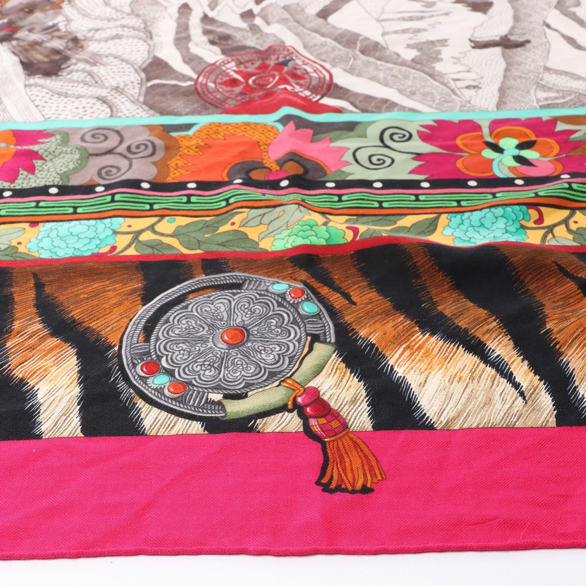 Hermès Carré Géant "La Femme aux Semelles de Vent" Cashmere & Silk Scarf in Pink